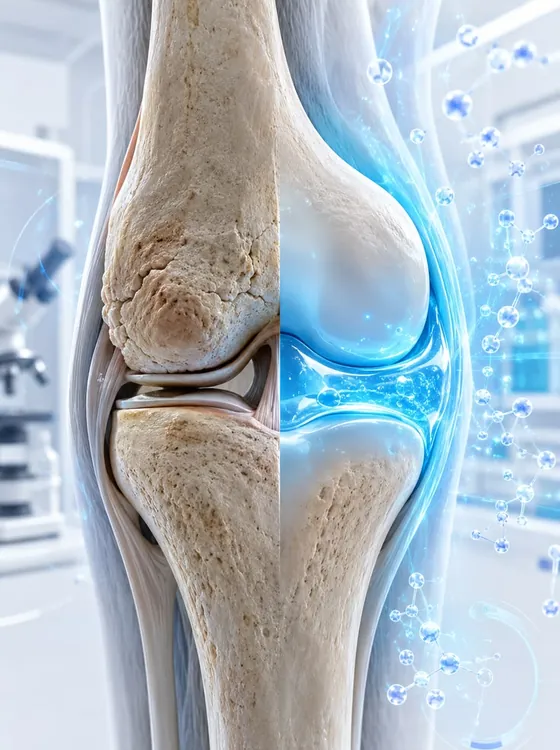 Ilustración 3D de la articulación de la rodilla en tratamiento